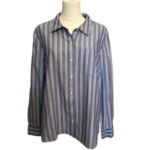 TOMMY HILFIGER | Women’s Long Sleeve Shirt Blue with White Stripes | Large
